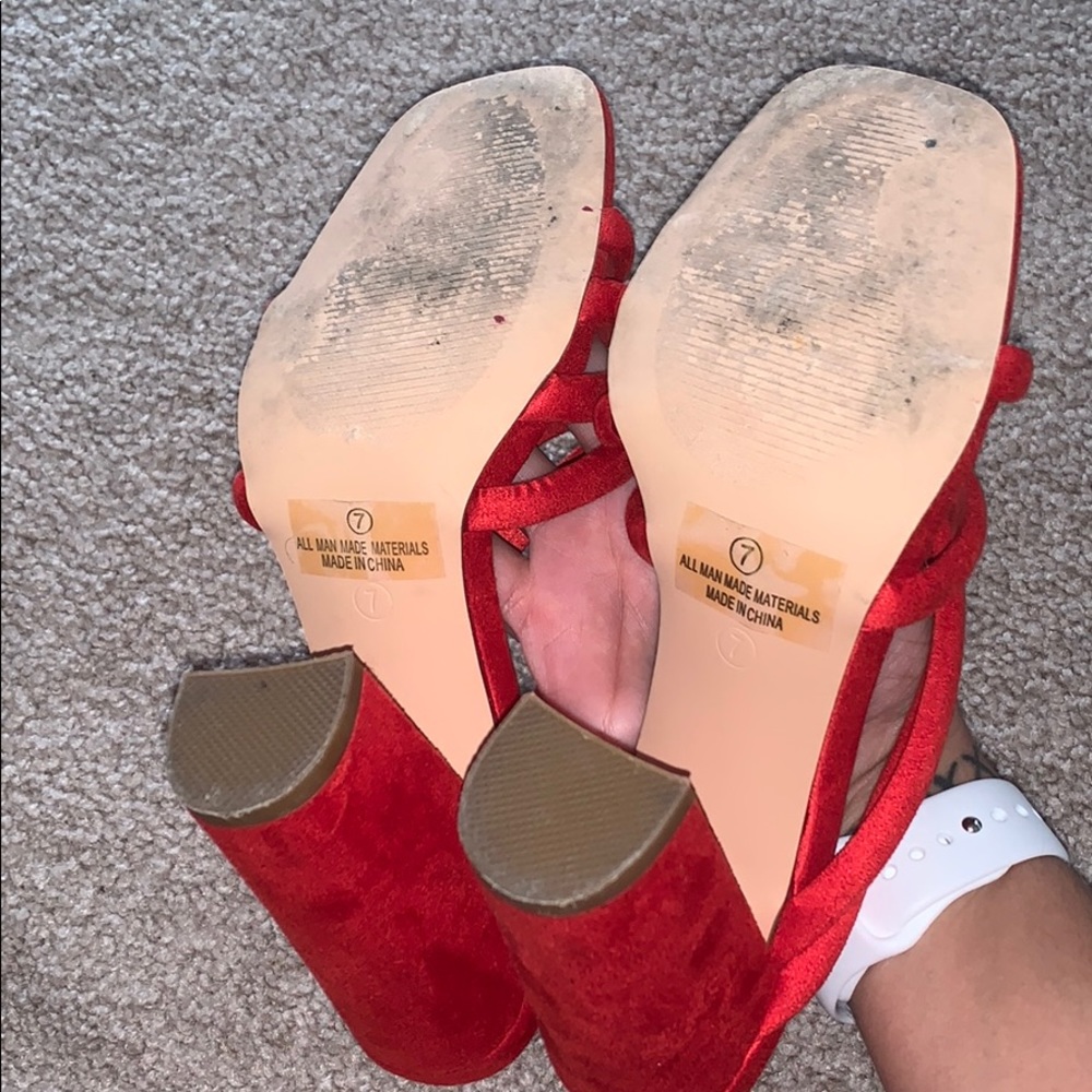 Red Block Heels - Picture 4 of 6
